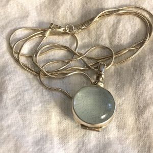 Glass locket with sterling silver chain